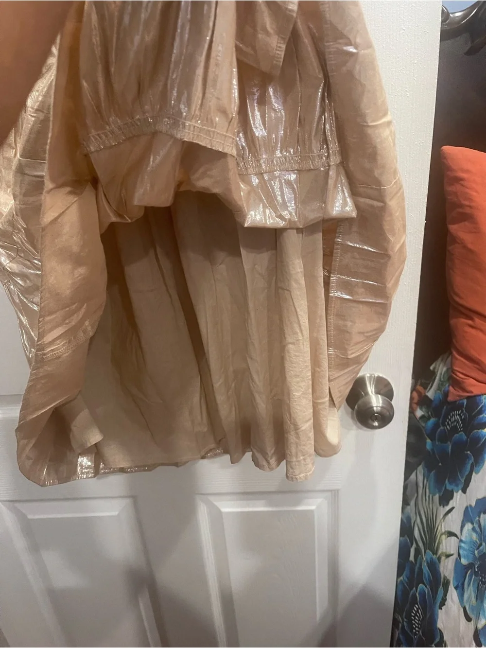 GAP Shimmery Champagne Tiered Spaghetti-Strap Dress